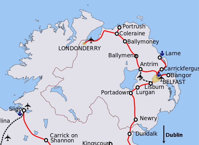 Líneas ferroviarias por Irlanda del Norte