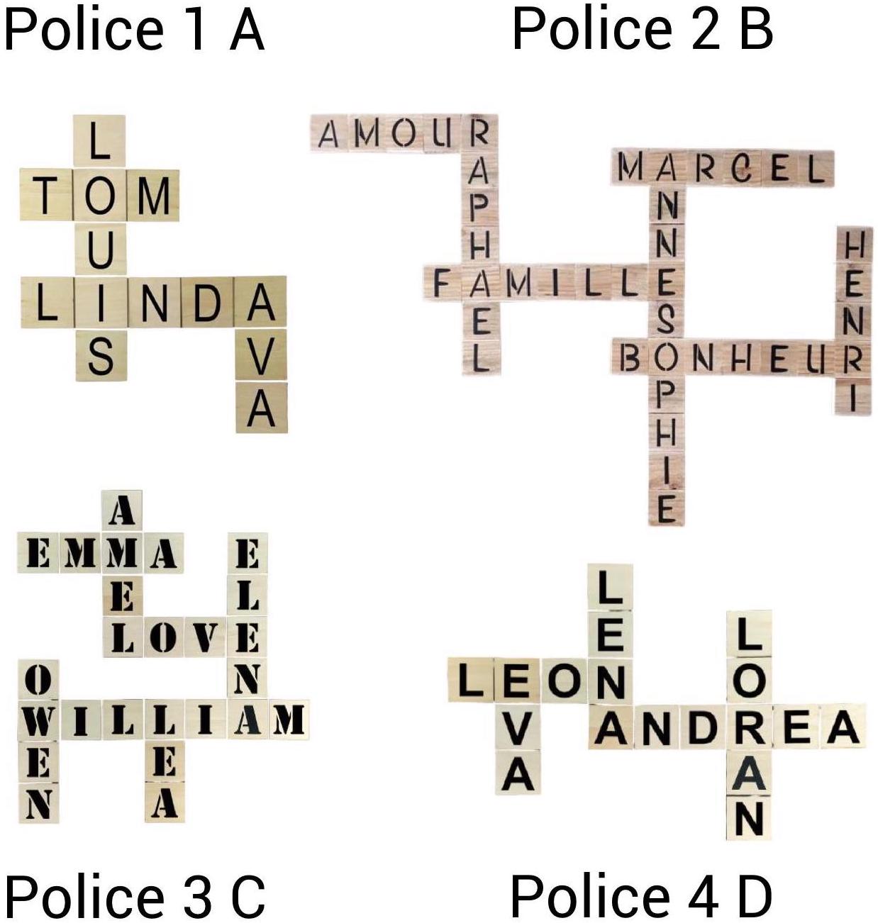 Récapitulatif des polices d'écritures à choisir pour lettres de Scrabble déco