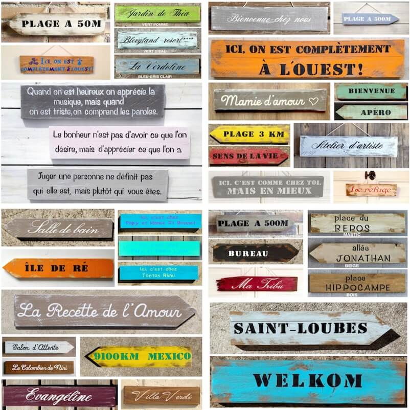 Collage de pancartes et flèches à personnaliser pour cadeau ou décoration, adapté à tout budget