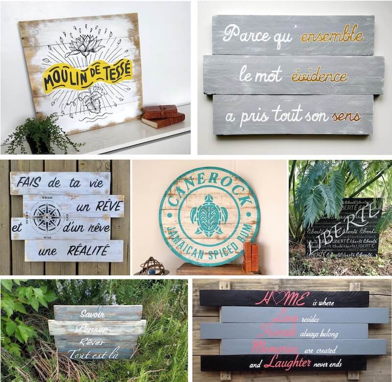 Assemblage de tableaux à personnaliser pour une décoration intérieure ou extérieure, entièrement peint à la main