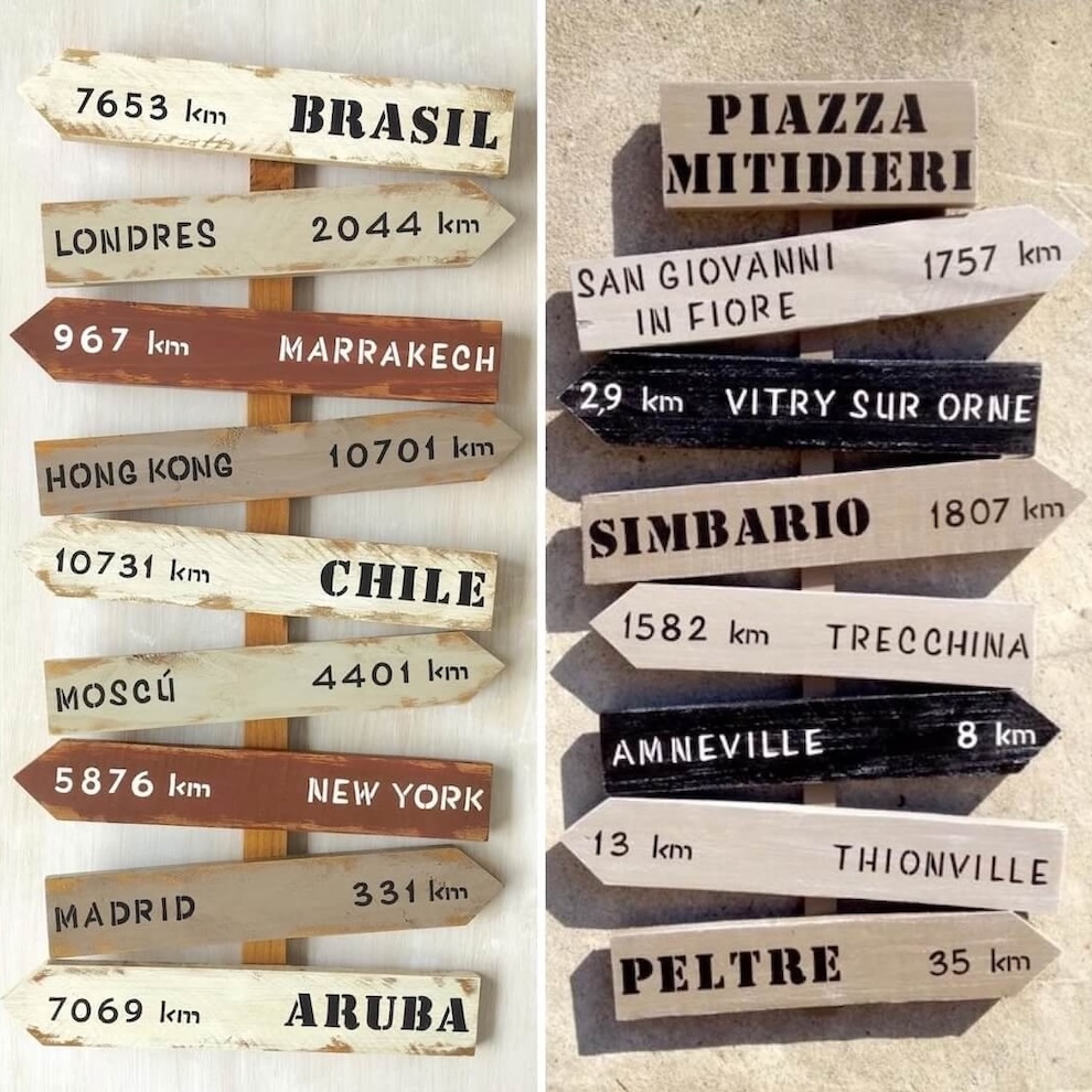  Collage de panneaux directionnels fléchés en bois, pour décoration ou à offrir