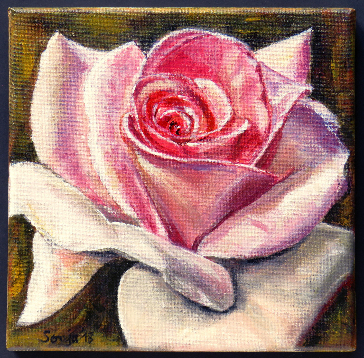 "Rosenblüte", Acryl auf Leinwand, 20 x 20 cm *