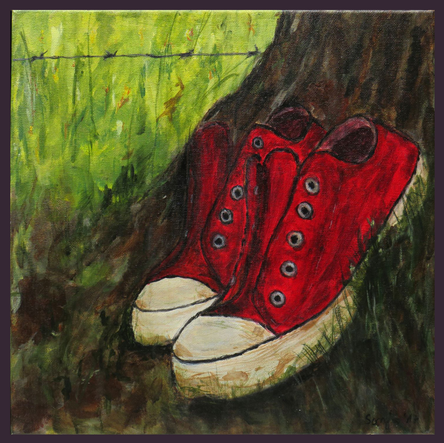 "Die roten Schuhe", Acryl auf Leinwand, 30 x 30cm 