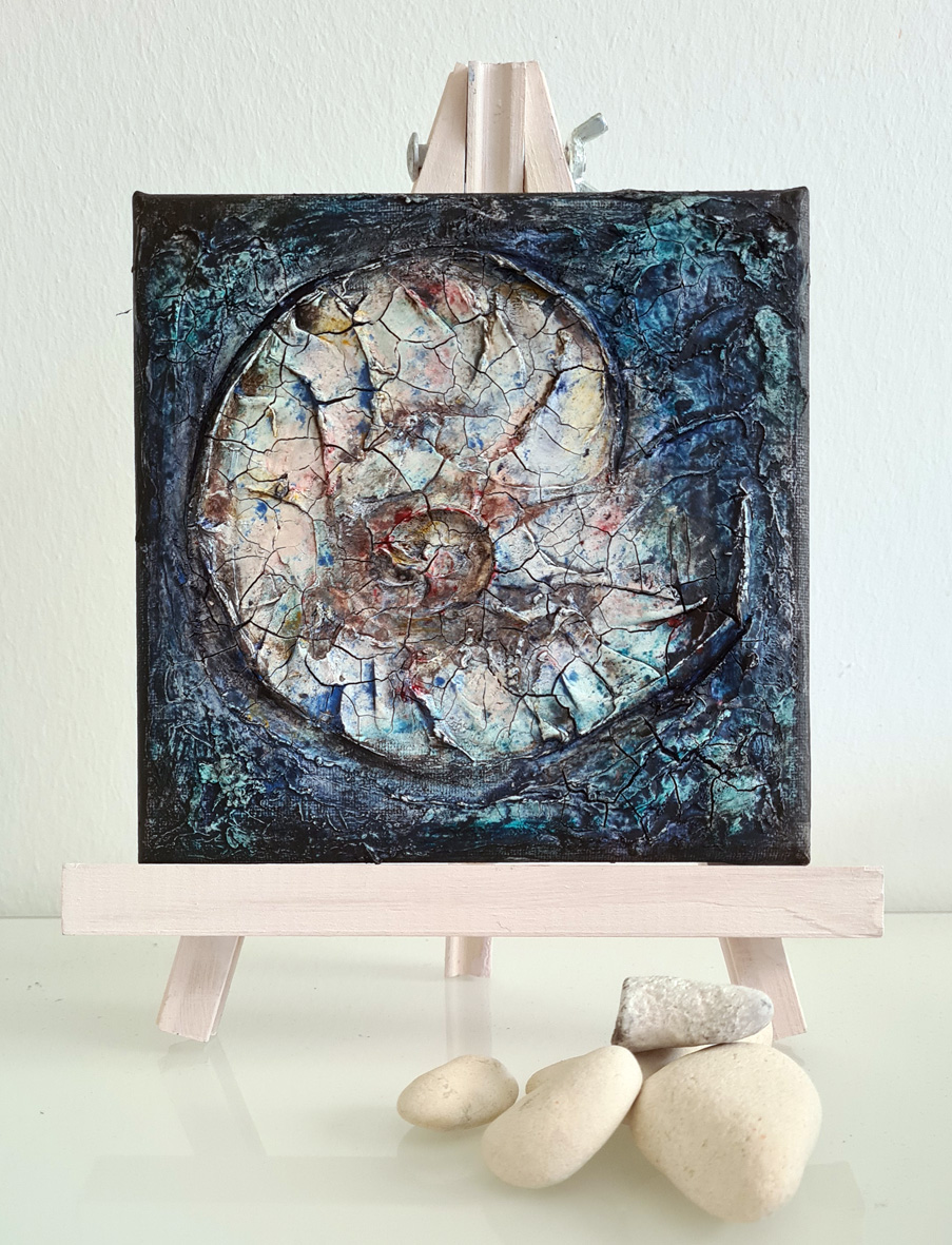 "Fossil-II", Acryl auf Leinwand, 15 x 15 cm