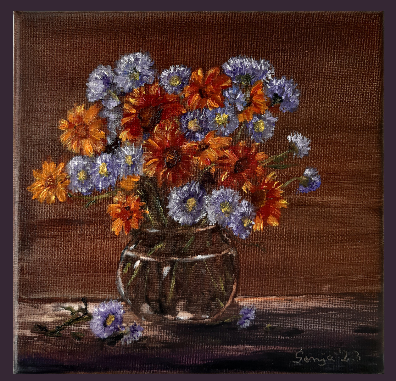 "Blumen", Öl auf Leinwand, 15 x 15 cm