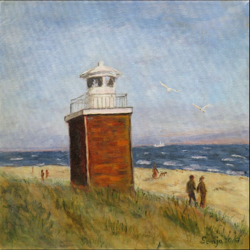 "Leuchtturm Wyk auf Föhr", Acryl auf Leinwandm 30 x 30 cm*