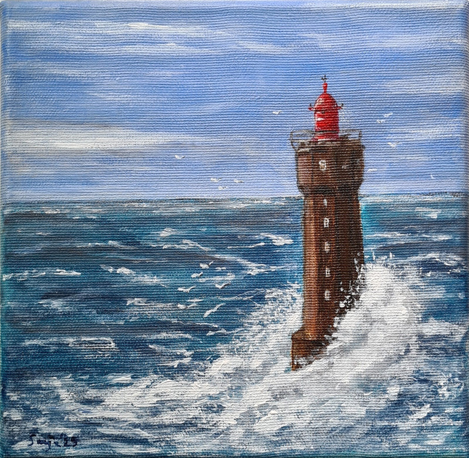 Phare de la Jument", Acryl auf Leinwand, 20 x 20 cm