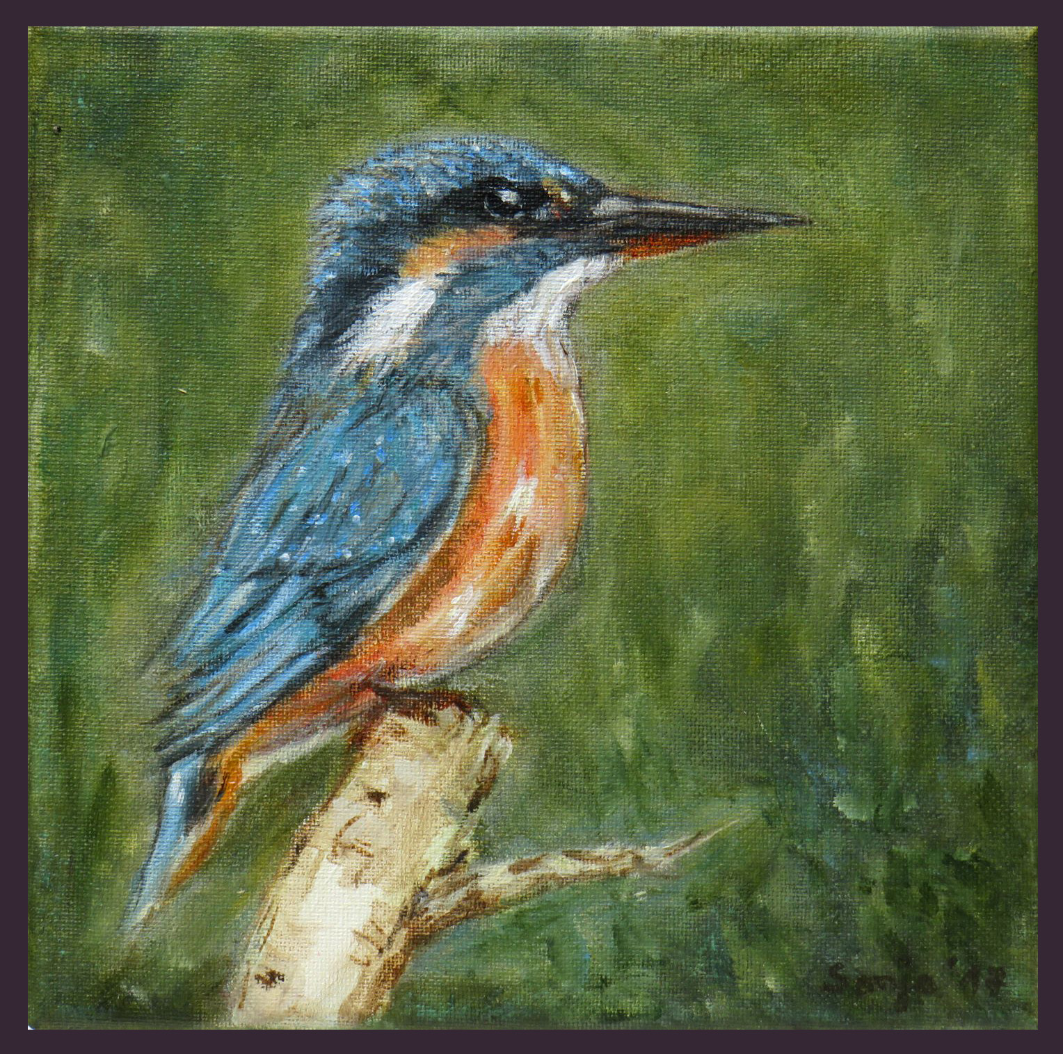 "Eisvogel", Acryl auf Leinwand, 20 x 20cm *