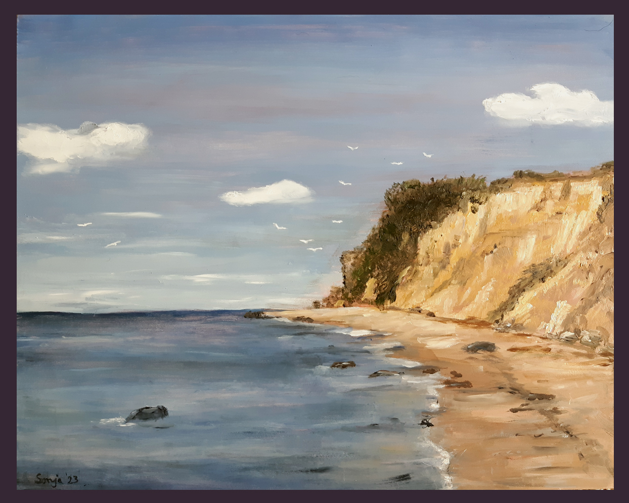 "Steilküste Ostsee", Öl auf Malplatte, 24 x 30 cm