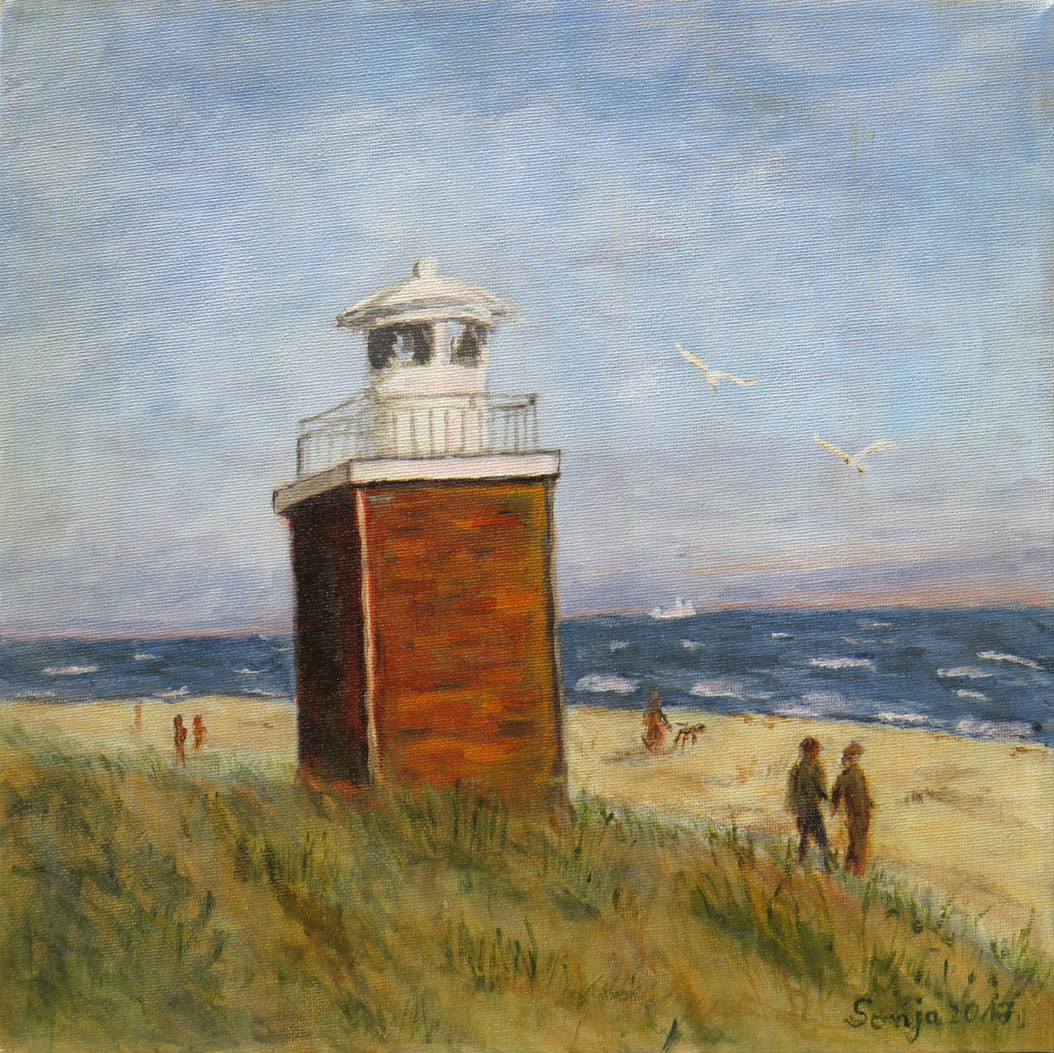 "Leuchtturm Wyk auf Föhr", Acryl auf Leinwand, 30 x 30 cm*