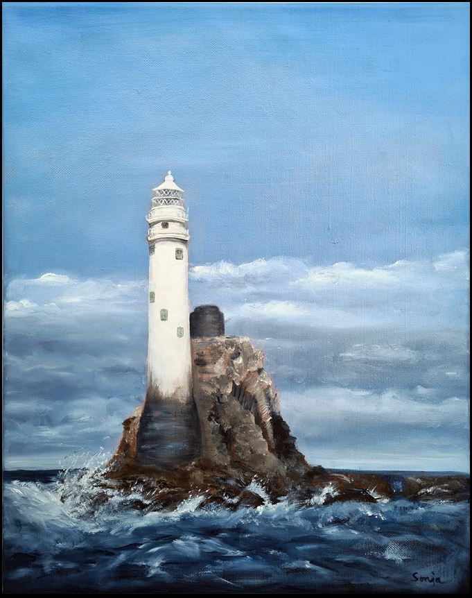 "Leuchttumr Fastnet Rock", Öl auf Leinwand, 40 x 50 cm