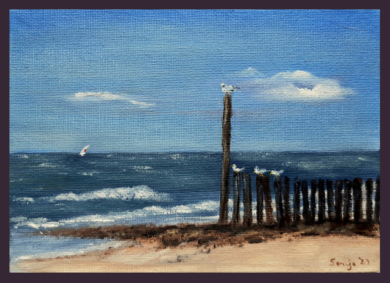 "Dalben am Nordseestrand", Öl auf Leinwand, 13 x 18 cm*