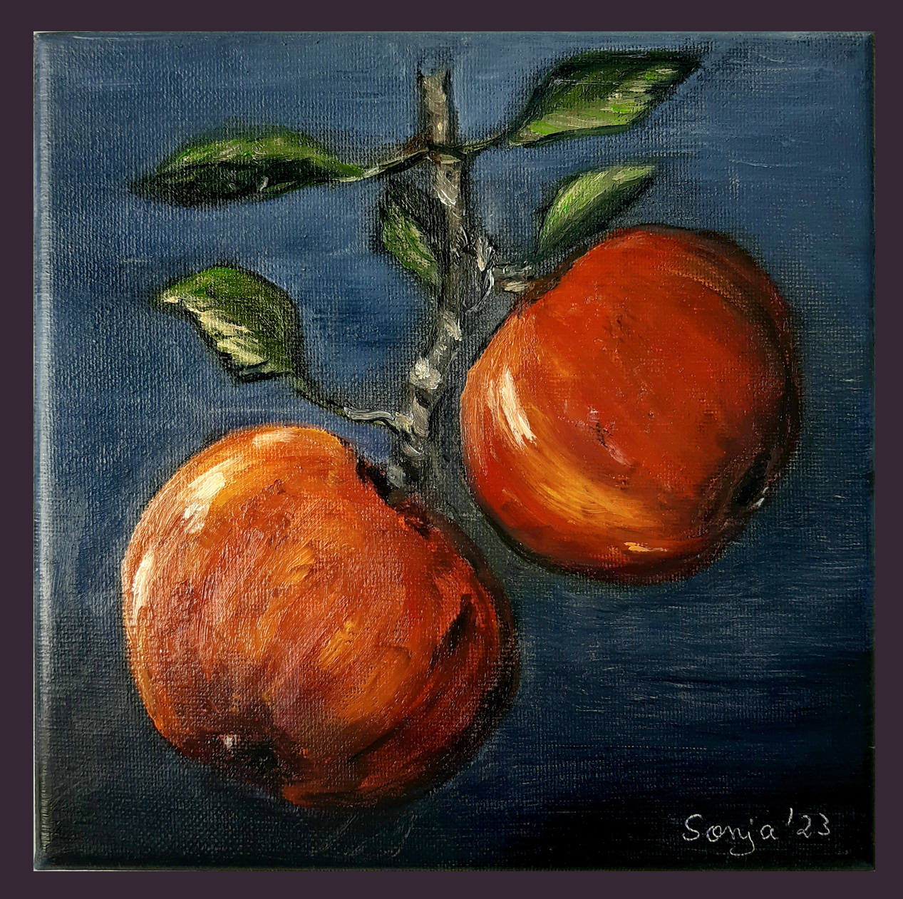 "Äpfel", Öl auf Leinwand, 15 x 15 cm