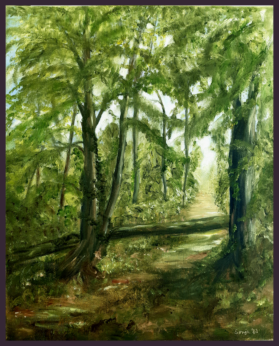 "Waldweg Scharpenacken", Öl auf Leinwand, 33 x 41 cm