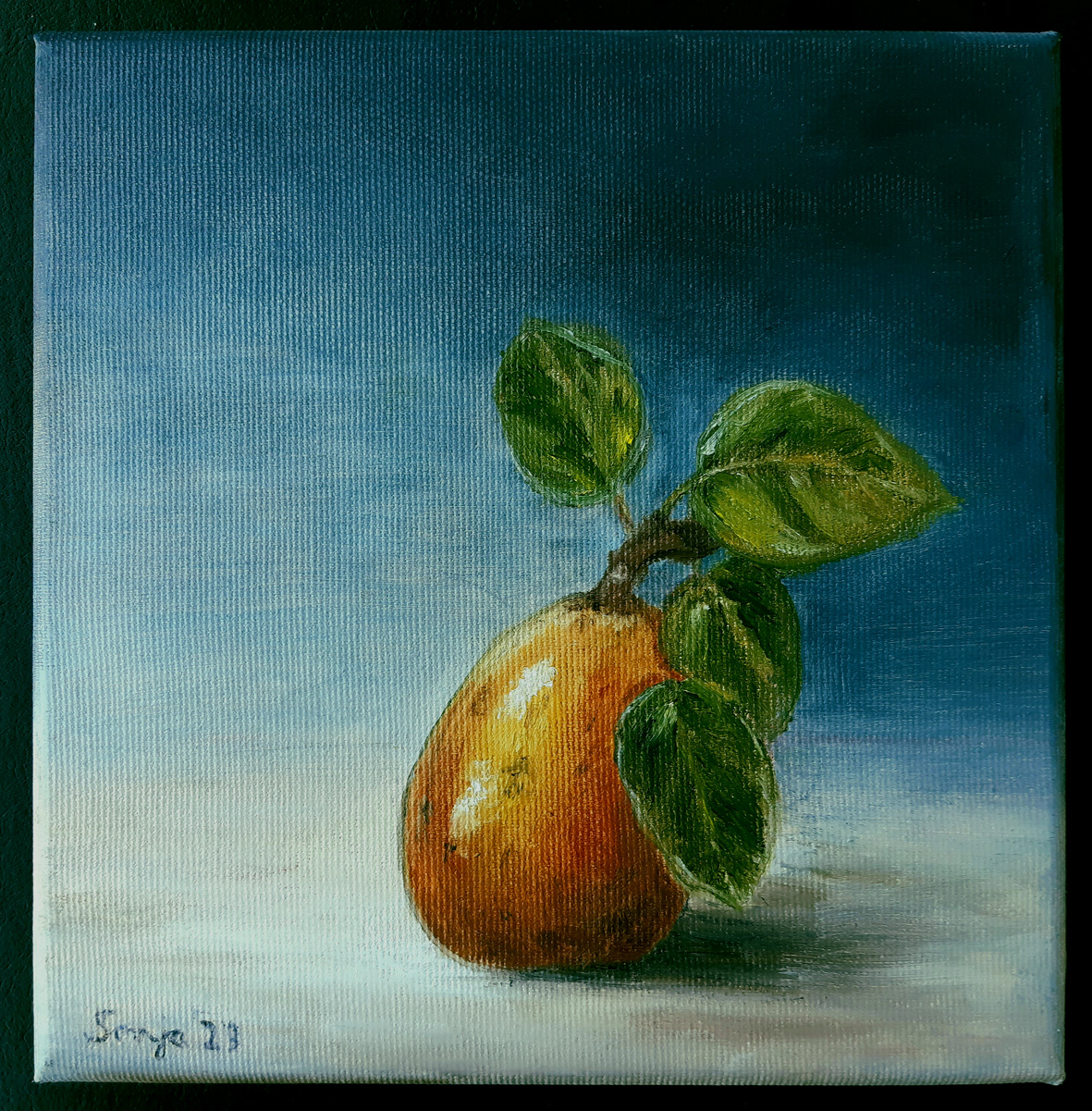 "Birne", Öl auf Leinwand, 20 x 20 cm