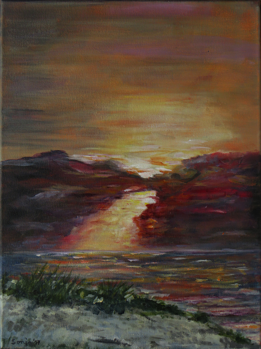 "Abendstimmung am Meer", Acryl auf Leinwand, 30 x 40 cm