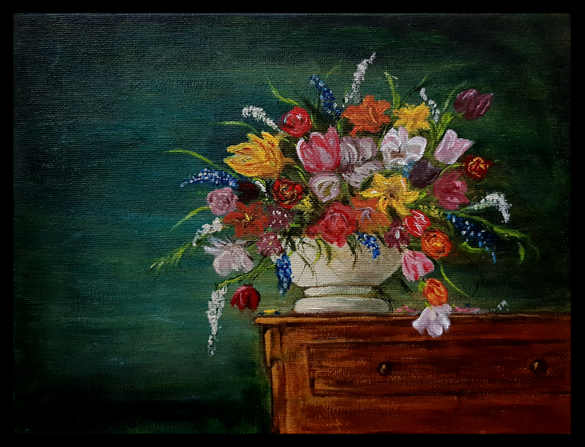 "Blumenbouquet", Acryl auf Leinwand, 18 x 24 cm