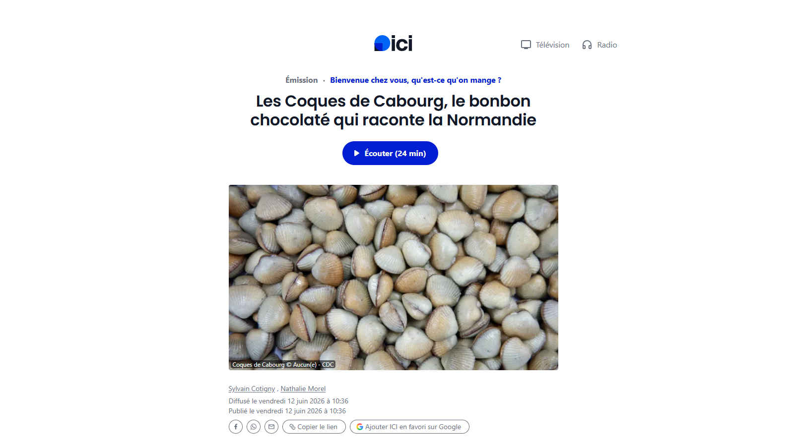 Les Coques sur ICI NORMANDIE