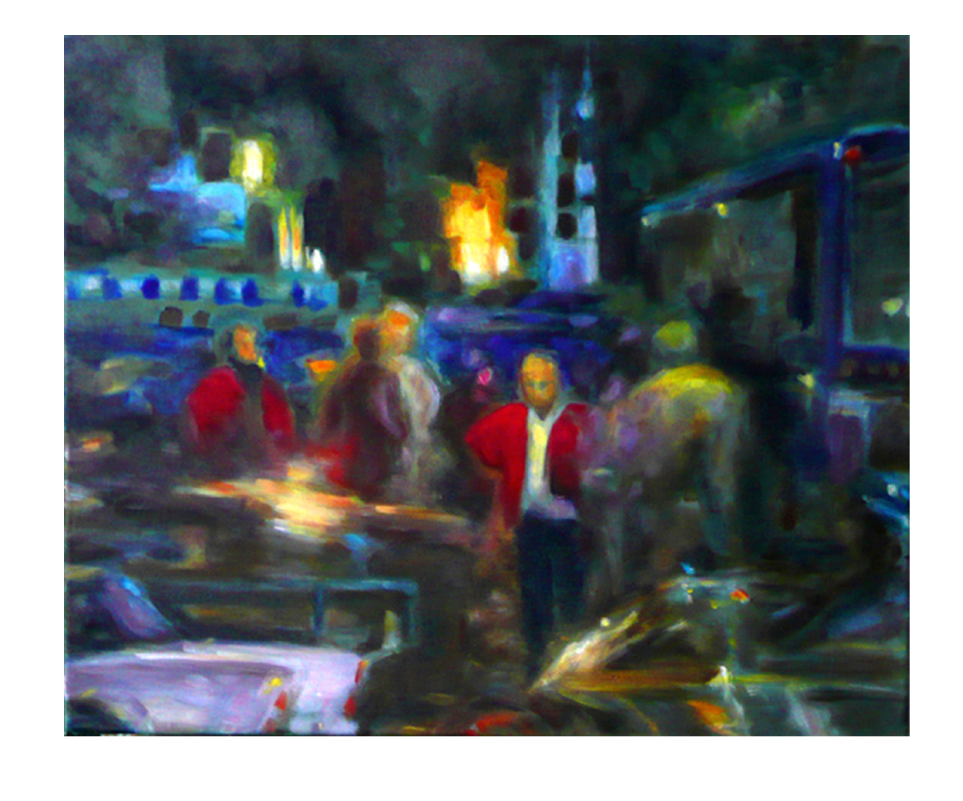 Nachtbus, Öl auf Leinwand, 50x60