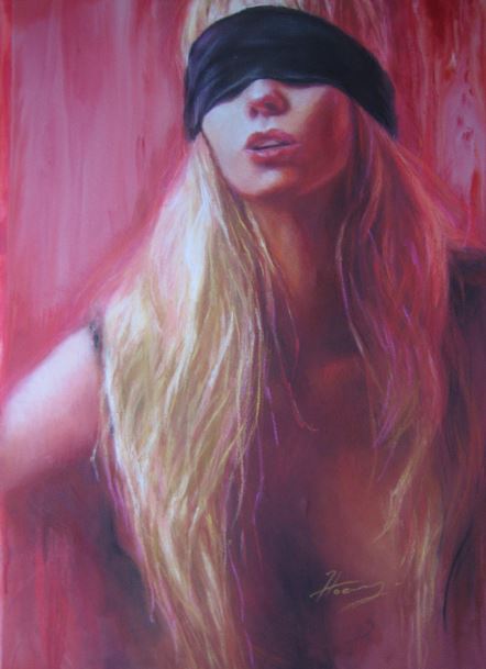 Fille sur fond rouge 65x80