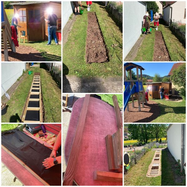 Arbeitseinsatz im Garten - Kinderbetreuung, Kindergarten, Kinderkrippe