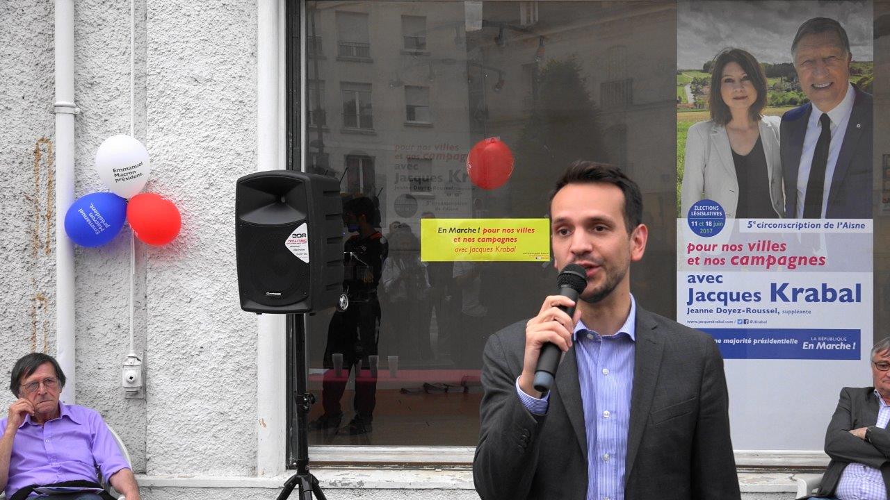 Sébastien Eugène, adjoint au maire de Château-Thierry en charge des Finances, est le directeur de campagne de Jacques Krabal.