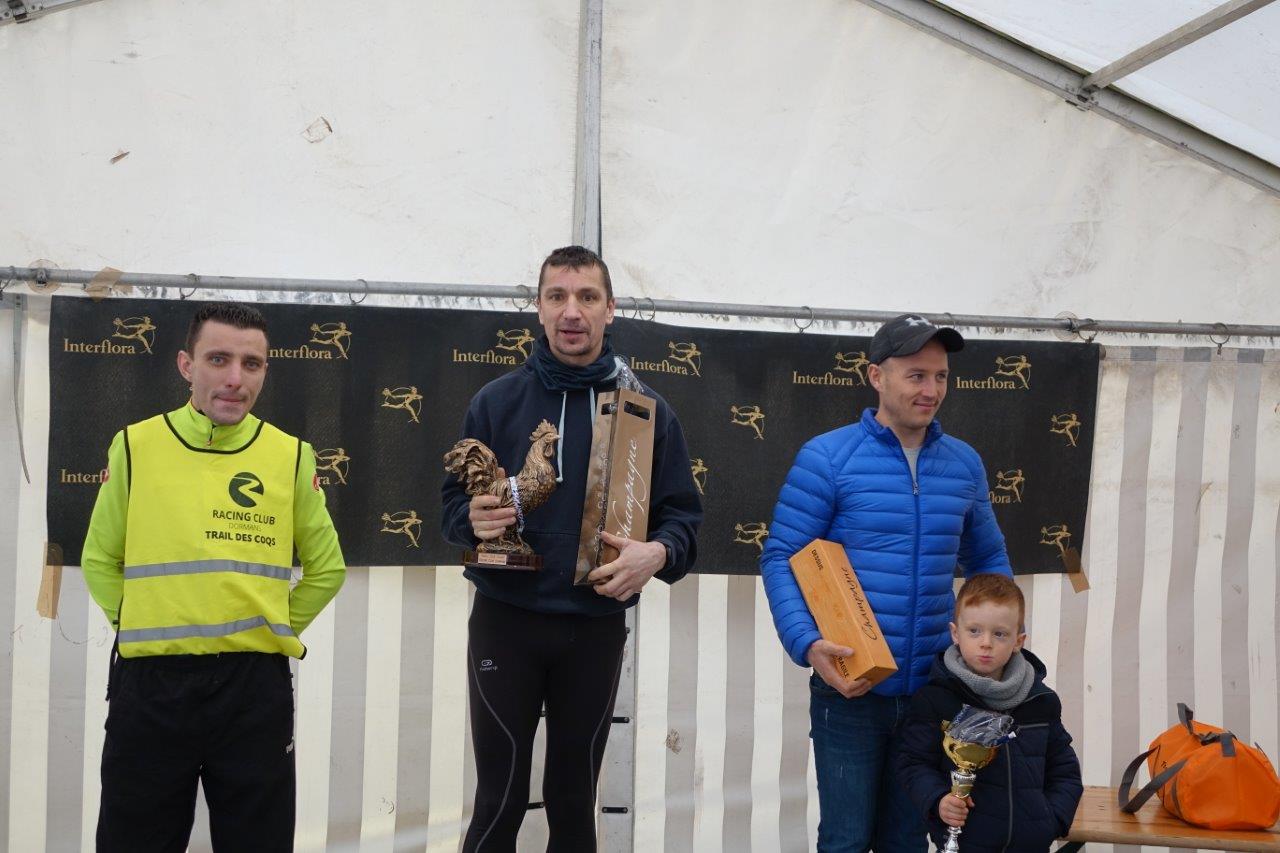 Le podium du Trail des Coqs 2020 chez les hommes.