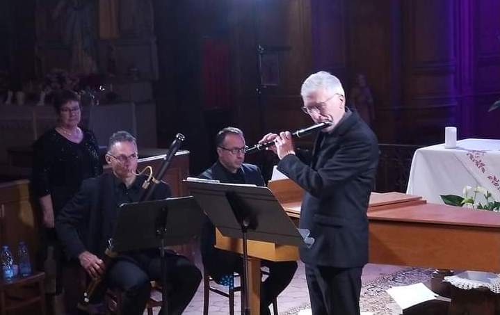 De gauche à droite, Yves Pichard (basson), Olivier Fiat (clavecin) et Bernard Huneau (flûte traversière).