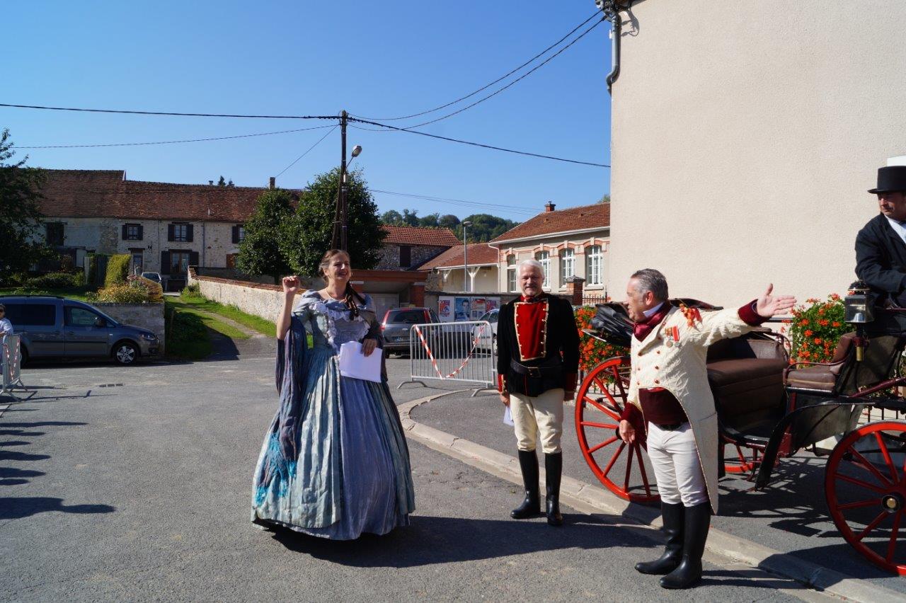 De gauche à droite : l'impératrice Eugénie, Napoléon III et M. Rastagnac, préfet de la Marne.