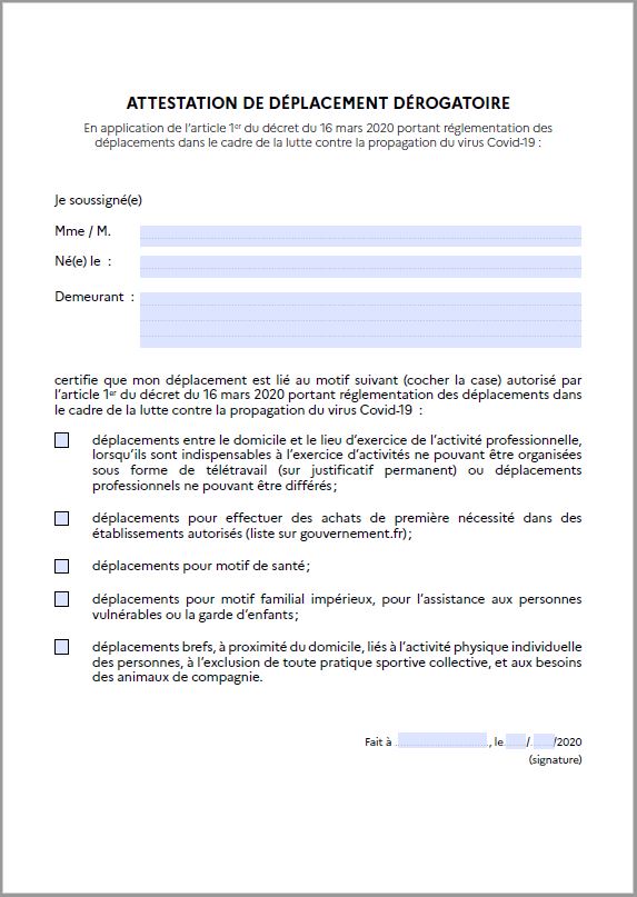 Covid 19 Le Laissez Passer Pour Justifier Une Sortie Axomois Fr