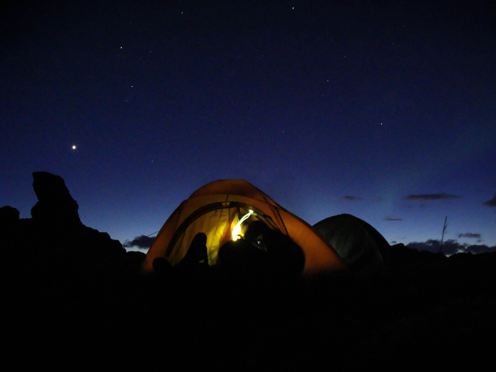 Our camp under a cloud free sky