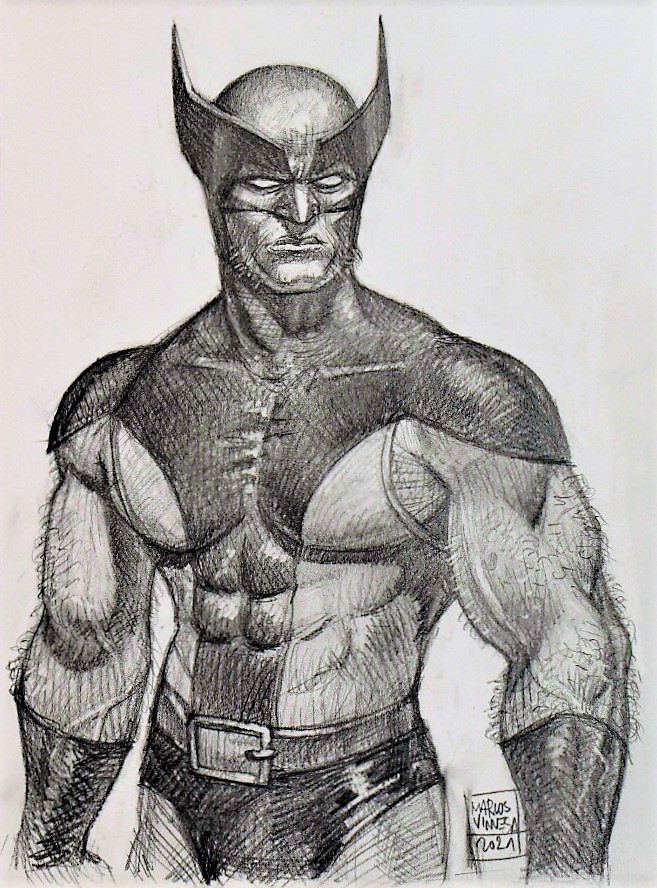 Le X-men Wolverine. Crayon sur papier. 21x29,7cm