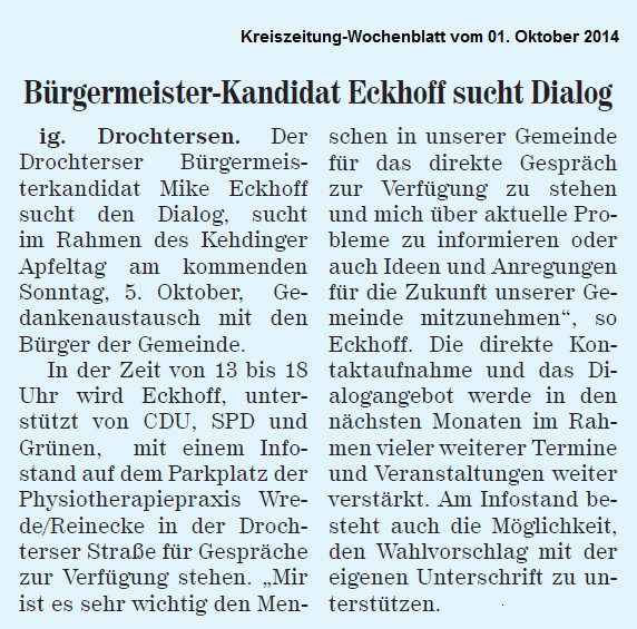 Neue Stader Wochenblatt vom 01. Oktober 2014