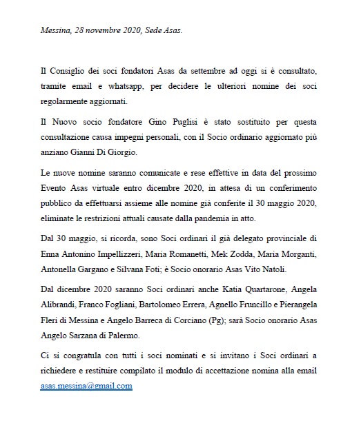 28 novembre 2020 - associazioneasas