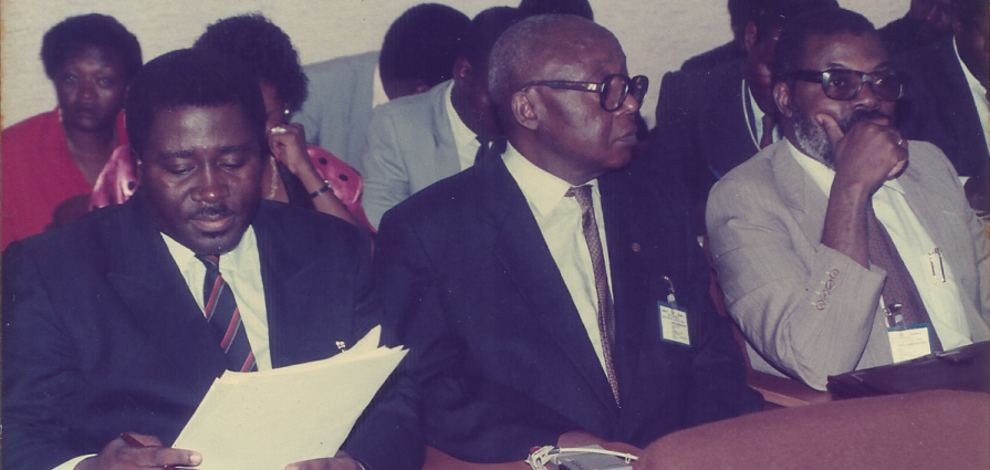 Le Directeur Général de l'ONPC, Siegfried DiBONG avec ses adjoints Marcel NJINGA et André PRISO