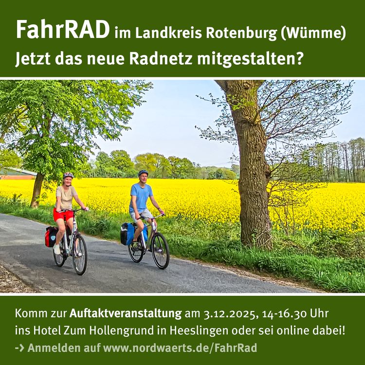 FahrRAD im Landkreis Rotenburg (Wümme): Jetzt das neue Radnetz mitgestalten!