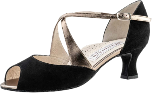 "Gaby" Samtziege/Nappaleder -Antik schwarz mit einem Absatz von 5cm für 149€