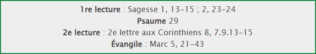 13e dimanche du temps ordinaire - année B