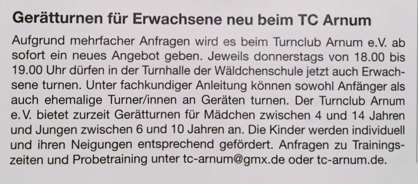 Gerätturnen für Erwachsene