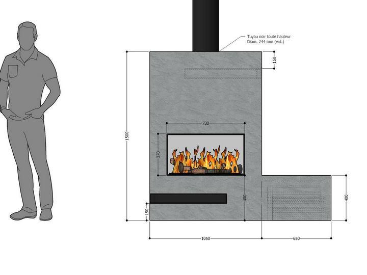 Plans Cheminée contemporaine sur-mesure
