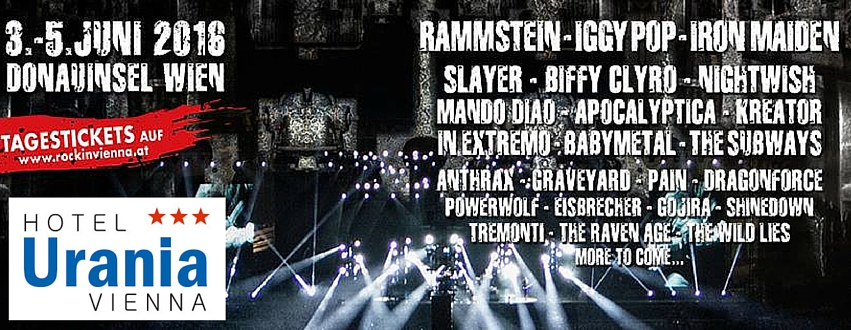 Hotel Empfehlung Urania Nähe Donauinsel - Das Rock in Vienna Festival zweite Jahr etwas Neues einfallen lassen: Zehn Acts werden auf einer dritten Bühne, der “Jolly Roger Stage” auftreten.