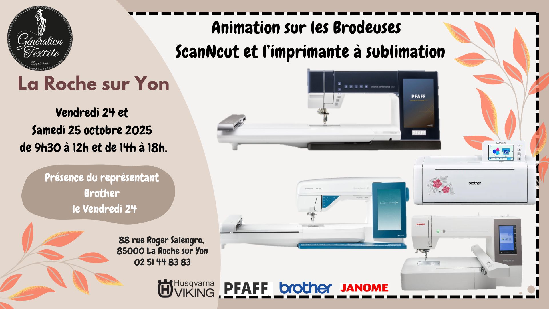 Portes ouvertes Brodeuses,ScanNcut  et Imprimante à Sublimation