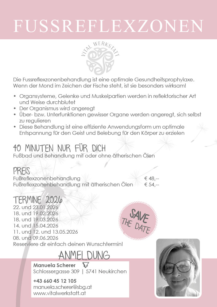 Fussreflexzonen Einzelbehandlung 2026