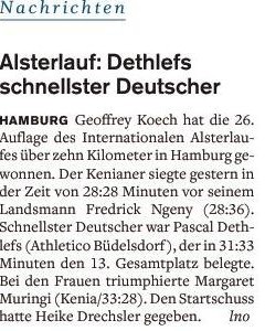 Dethlefs bester Deutscher beim Alsterlauf