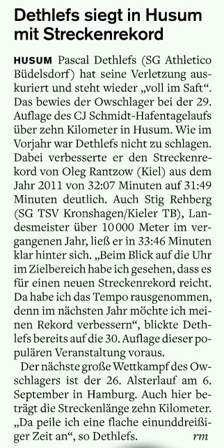 Dethlefs Husum in Streckenrekordzeit