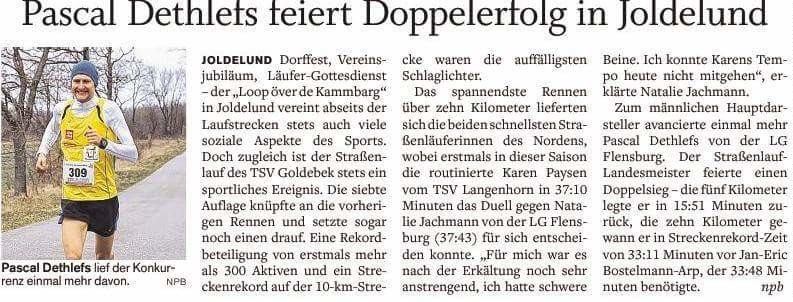 Doppelsieg Pascal im Flensburger Tageblatt