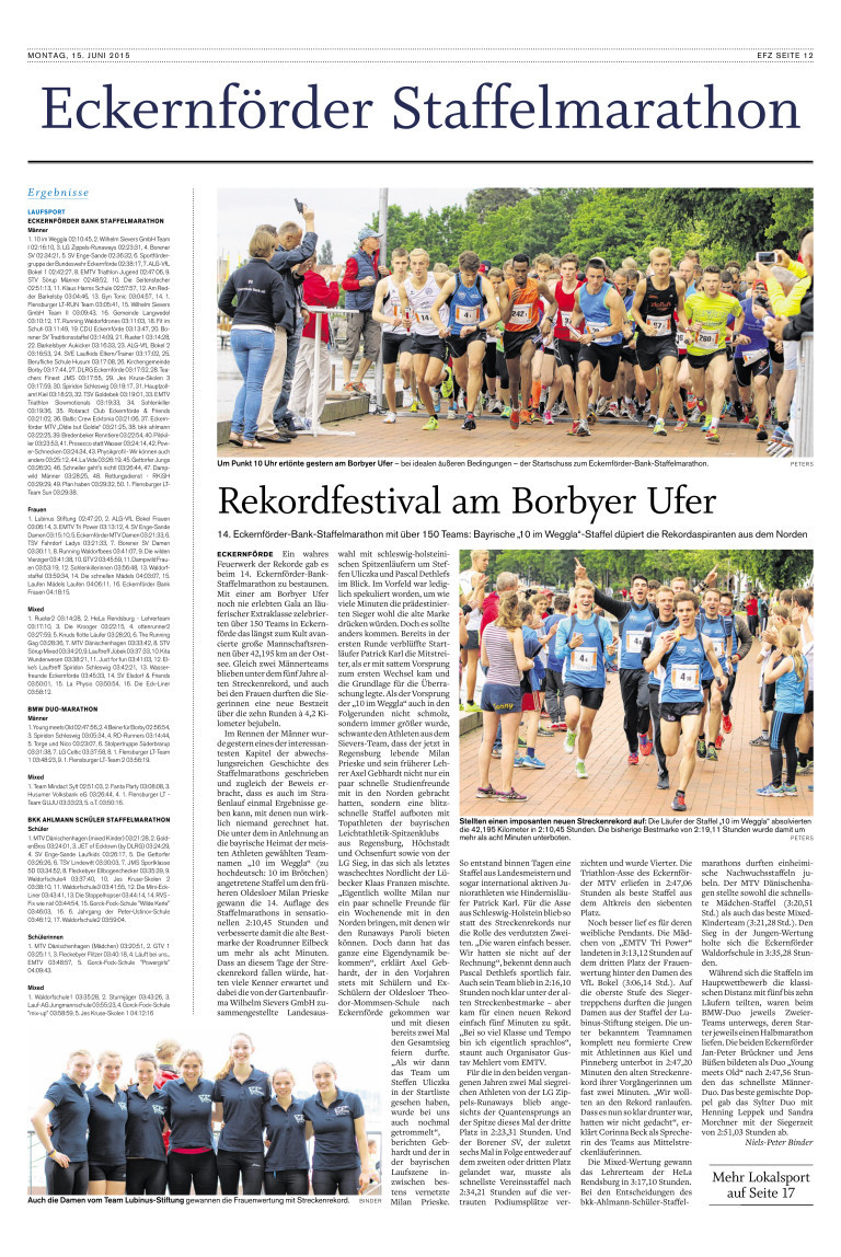 Staffelmarathon Eckernförde 2. Platz