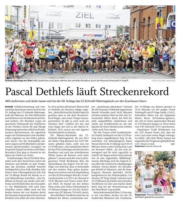 Streckenrekord Pascal Dethlefs Hafentagelauf Husum