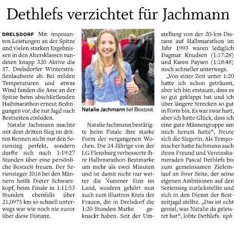 Abschluss der Drelsdorflaufserie Natalie mit Bestzeit