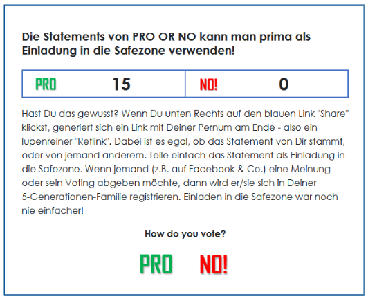 Die Statements von PRO OR NO kann man prima als Einladung in die Safezone verwenden!